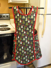 Load image into Gallery viewer, Grandma Style No Tie Crossover Rustic Apron with Pine Trees and Hearts in XL