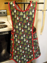 Load image into Gallery viewer, Grandma Style No Tie Crossover Rustic Apron with Pine Trees and Hearts in XL