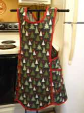 Load image into Gallery viewer, Grandma Style No Tie Crossover Rustic Apron with Pine Trees and Hearts in XL