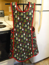 Load image into Gallery viewer, Grandma Style No Tie Crossover Rustic Apron with Pine Trees and Hearts in XL