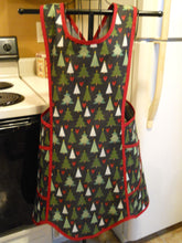 Load image into Gallery viewer, Grandma Style No Tie Crossover Rustic Apron with Pine Trees and Hearts in XL