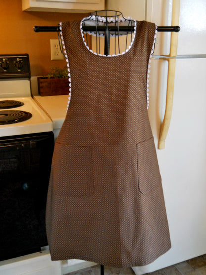 American Gothic Style Old Fashioned Full Apron in Brown Floral size Small Medium XL
