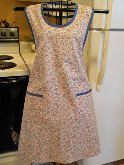 Grandma Old Fashioned Full Apron in Warm Tan Floral size XL