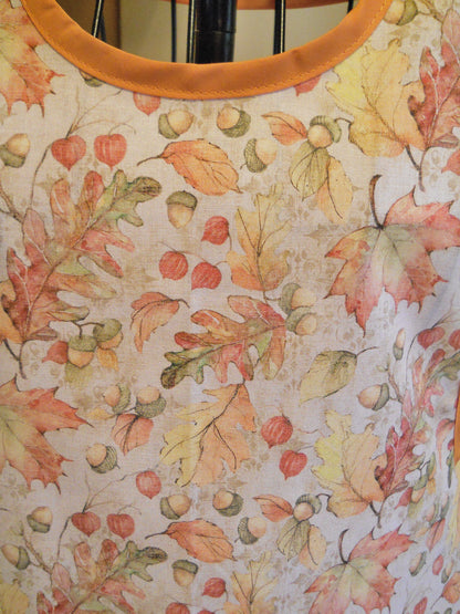 Vintage Style Full Apron with Colorful Leaves in Medium and Large