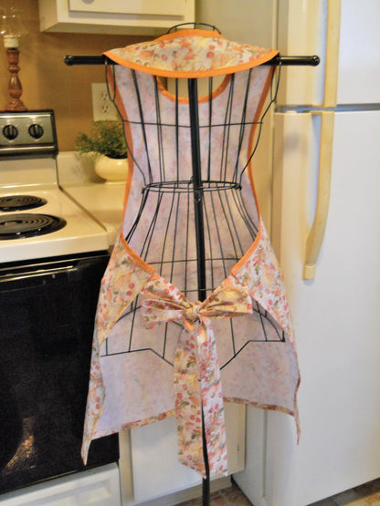 Vintage Style Full Apron with Colorful Leaves in Medium and Large
