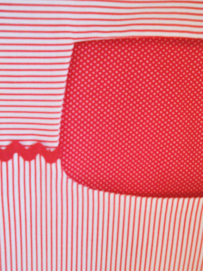 Vintage Style Clothespin Bag in Red and White Stripes